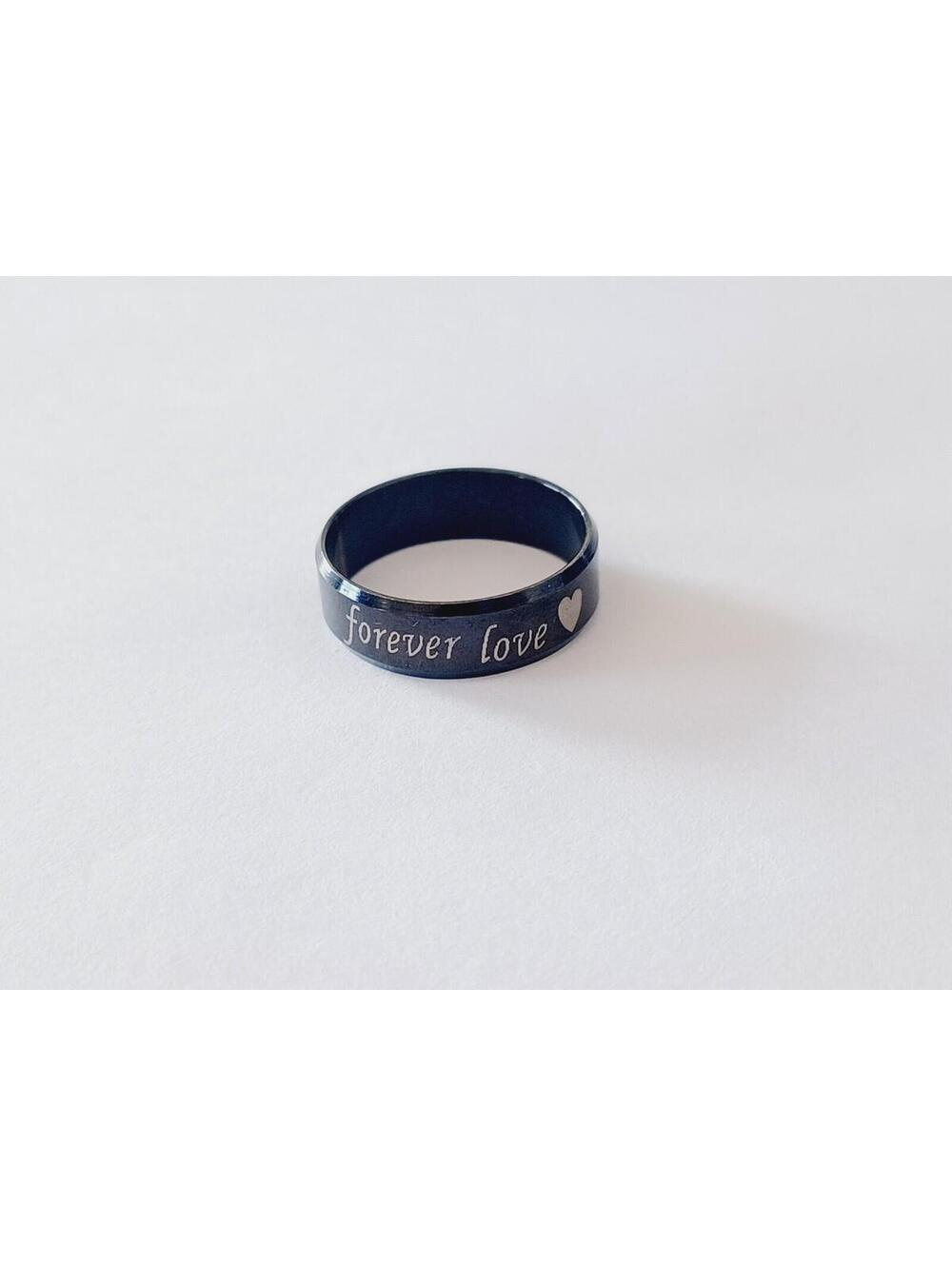 Silver Tone Forever Love On Black Ring Size 11